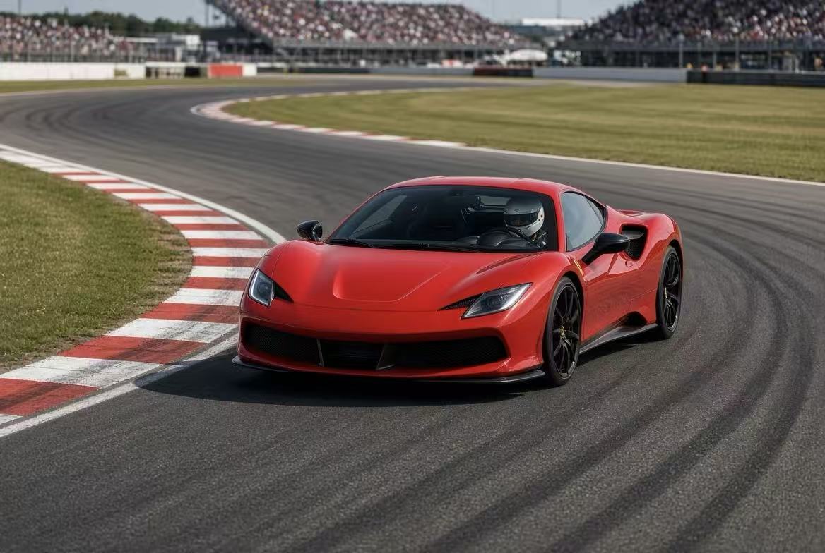 Scene one: a professional racer on a racetrack